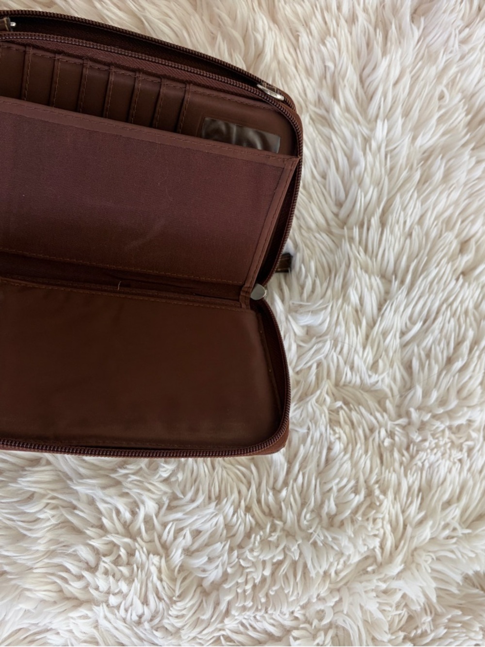 Woven Brown Leather Zip Wallet - Picture 3 of 5